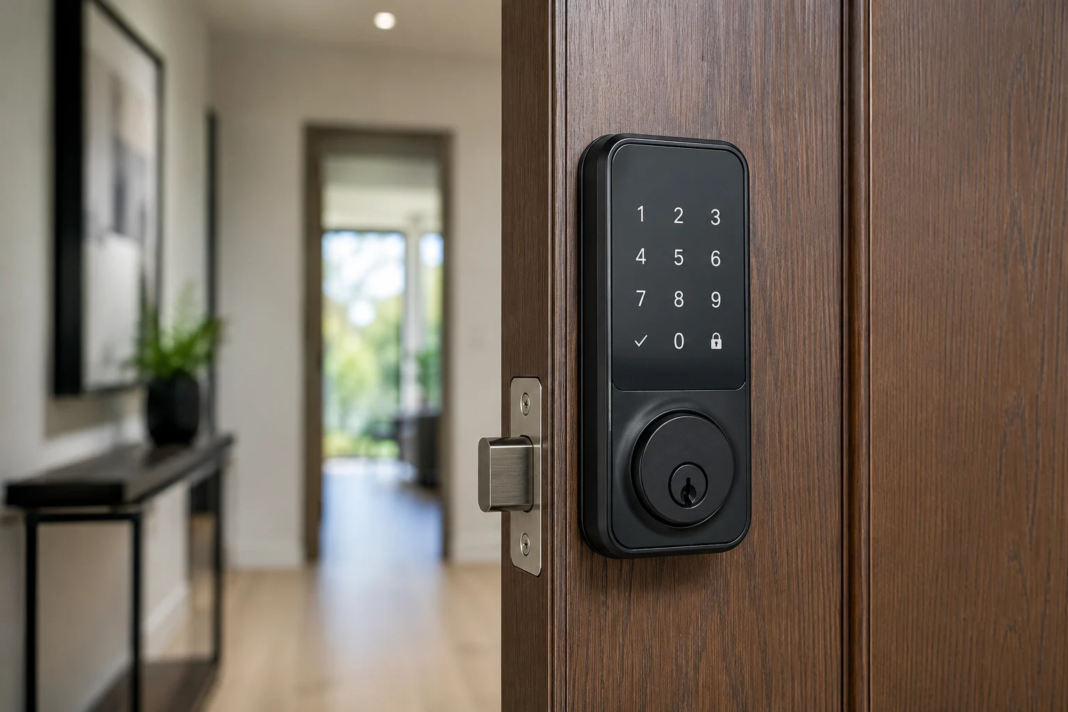 Chytrý zámok s číselným kódom na vchodových dverách apartmánu