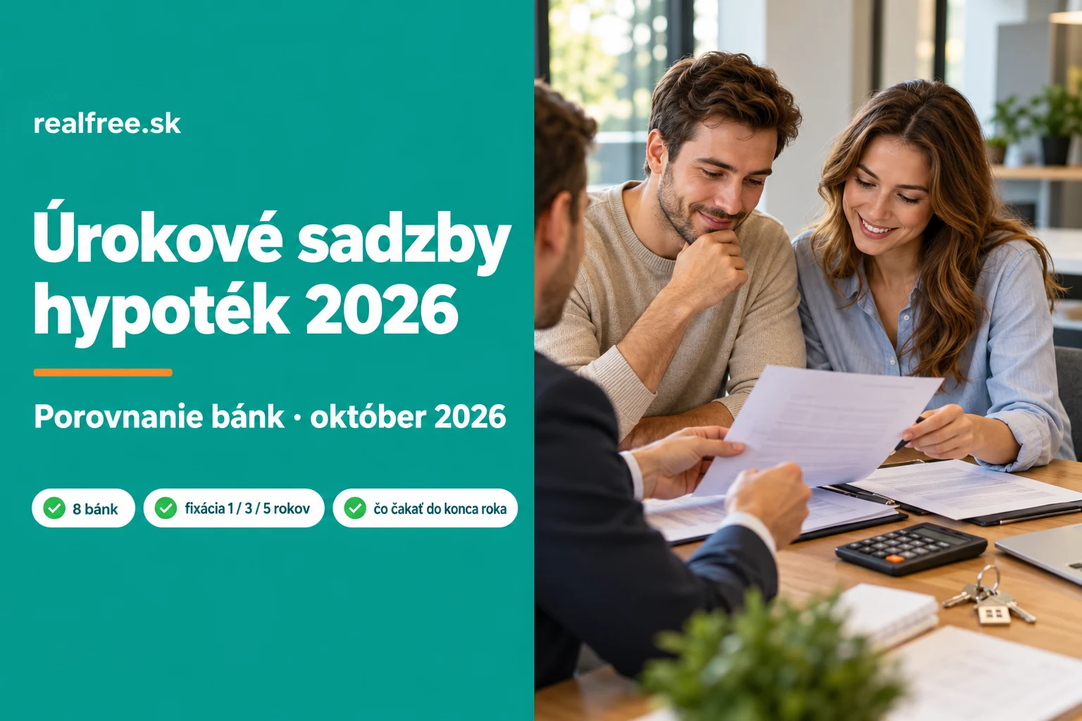Úrokové sadzby hypoték 2026 na Slovensku — porovnanie bánk