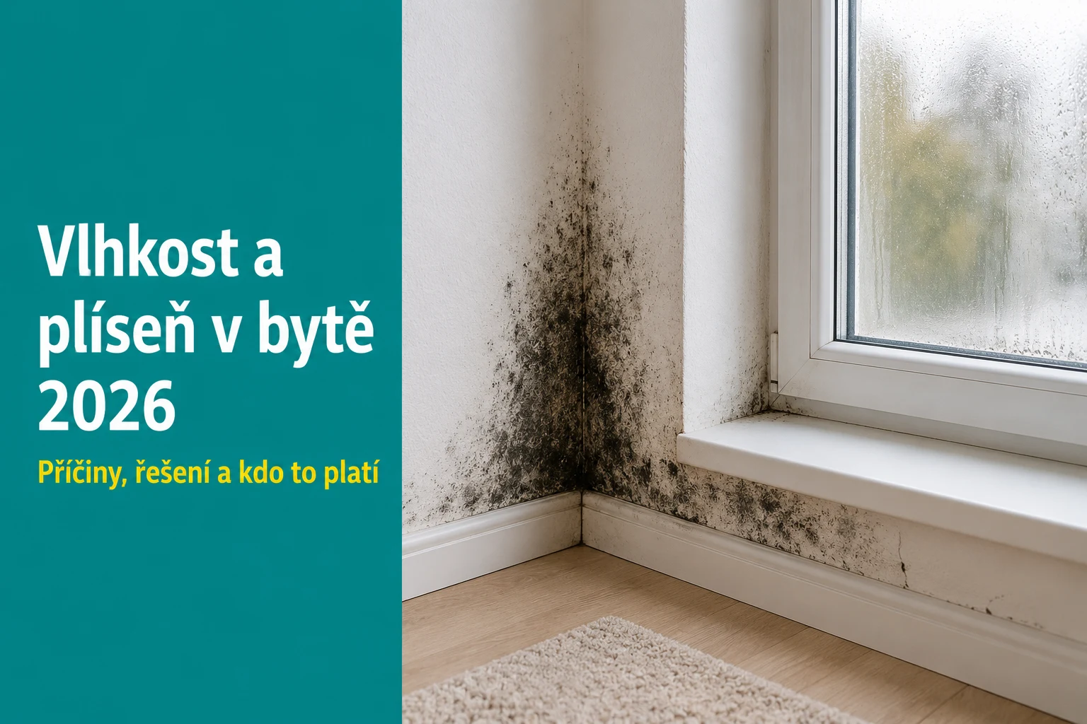 Vlhkosť a pleseň v byte 2026: príčiny, ako sa zbaviť, prevencia a kto to platí pri prenájme