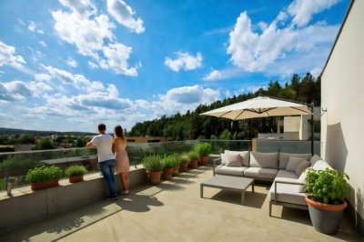 Krásný slunný dům 4+kk s pochozí střešní terasou