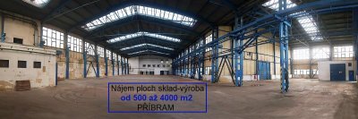 Nájem ploch sklad-výroba, od 500 až 4000 m2, PŘÍBRAM